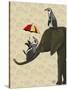 Elephant and Penguins-Fab Funky-Stretched Canvas