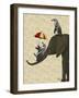 Elephant and Penguins-Fab Funky-Framed Art Print