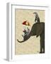 Elephant and Penguins-Fab Funky-Framed Art Print