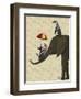 Elephant and Penguins-Fab Funky-Framed Art Print