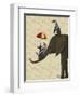 Elephant and Penguins-Fab Funky-Framed Art Print