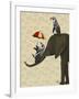 Elephant and Penguins-Fab Funky-Framed Art Print