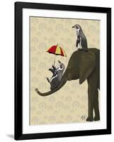 Elephant and Penguins-Fab Funky-Framed Art Print