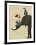 Elephant and Penguins-Fab Funky-Framed Art Print