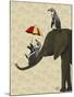 Elephant and Penguins-Fab Funky-Mounted Art Print