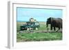 Elephant and Safari Van, Kenya-Peter Thompson-Framed Photographic Print