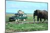 Elephant and Safari Van, Kenya-Peter Thompson-Mounted Photographic Print