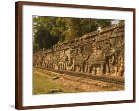 Elephant and Warrior Carvings, Cambodia-Gavriel Jecan-Framed Photographic Print