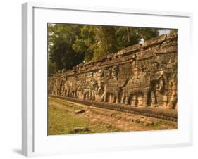 Elephant and Warrior Carvings, Cambodia-Gavriel Jecan-Framed Photographic Print