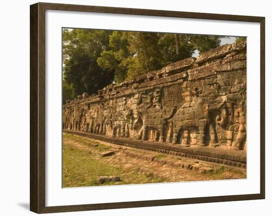 Elephant and Warrior Carvings, Cambodia-Gavriel Jecan-Framed Photographic Print