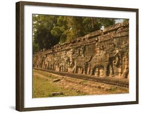 Elephant and Warrior Carvings, Cambodia-Gavriel Jecan-Framed Photographic Print