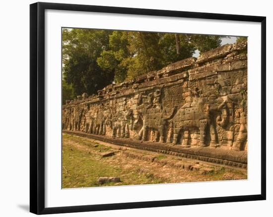 Elephant and Warrior Carvings, Cambodia-Gavriel Jecan-Framed Photographic Print