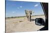 Elephant Approaches Safari Truck, Nxai Pan National Park, Botswana-Paul Souders-Stretched Canvas