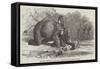 Elephant Assisting to Lay Down Water-Pipes Near Kandy, in Ceylon-null-Framed Stretched Canvas