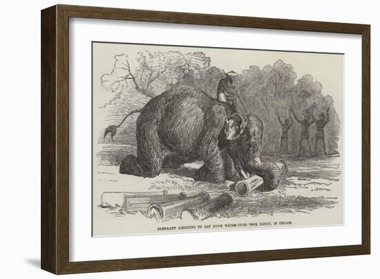 Elephant Assisting to Lay Down Water-Pipes Near Kandy, in Ceylon-null-Framed Giclee Print