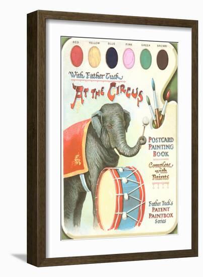 Elephant Beating Drum, Circus Painting Book-null-Framed Art Print