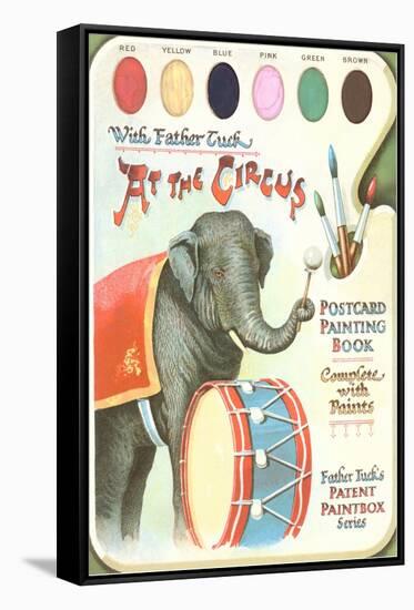 Elephant Beating Drum, Circus Painting Book-null-Framed Stretched Canvas