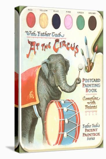 Elephant Beating Drum, Circus Painting Book-null-Stretched Canvas