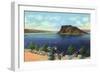 Elephant Butte Lake, New Mexico, View of the Boat Landing, Beach, and Butte-Lantern Press-Framed Art Print