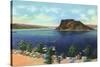 Elephant Butte Lake, New Mexico, View of the Boat Landing, Beach, and Butte-Lantern Press-Stretched Canvas