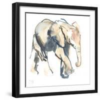 Elephant calf, Loisaba, 2017)-Mark Adlington-Framed Giclee Print