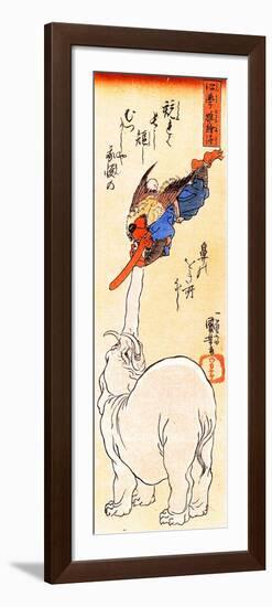 Elephant Catching a Flying Tengu-Kuniyoshi Utagawa-Framed Premium Giclee Print