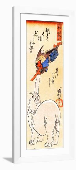 Elephant Catching a Flying Tengu-Kuniyoshi Utagawa-Framed Giclee Print