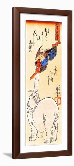 Elephant Catching a Flying Tengu-Kuniyoshi Utagawa-Framed Giclee Print