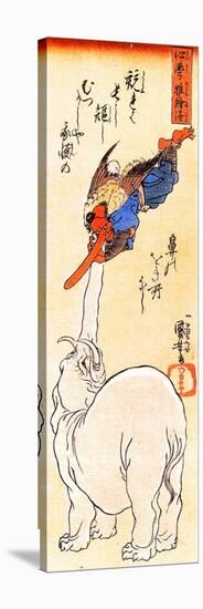 Elephant Catching a Flying Tengu-Kuniyoshi Utagawa-Stretched Canvas