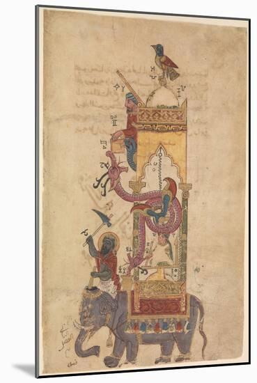 Elephant Clock, From a Book of the Knowledge of Ingenious Mechanical Devices by al-Jazari, 1315-Syrian-Mounted Giclee Print