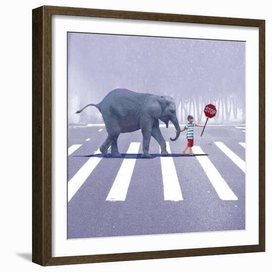 Elephant Crossing-Nancy Tillman-Framed Premium Giclee Print