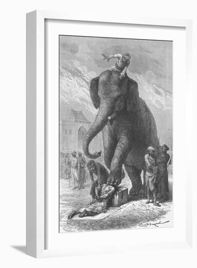Elephant Crushing Victim's Head-null-Framed Giclee Print