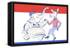Elephant Dancing with Donkey Political Poster-null-Framed Stretched Canvas