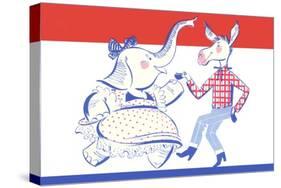 Elephant Dancing with Donkey Political Poster-null-Stretched Canvas