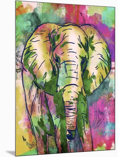 Elephant Dark Bright Henna-OnRei-Mounted Art Print