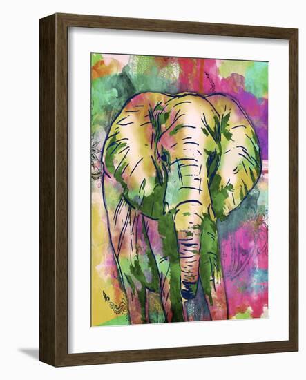 Elephant Dark Bright Henna-OnRei-Framed Art Print