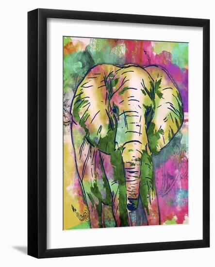 Elephant Dark Bright Henna-OnRei-Framed Art Print