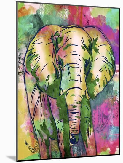 Elephant Dark Bright Henna-OnRei-Mounted Art Print