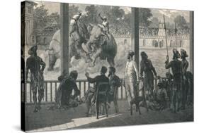 Elephant Fight at Baroda, 1896-null-Stretched Canvas