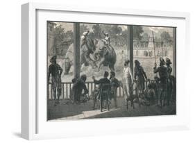 Elephant Fight at Baroda, 1896-null-Framed Giclee Print