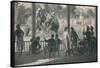 Elephant Fight at Baroda, 1896-null-Framed Stretched Canvas