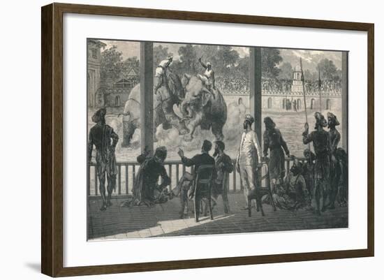 Elephant Fight at Baroda, 1896-null-Framed Giclee Print