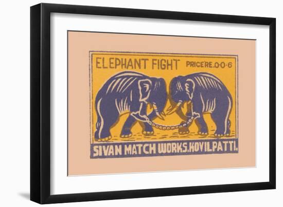 Elephant Fight-null-Framed Art Print