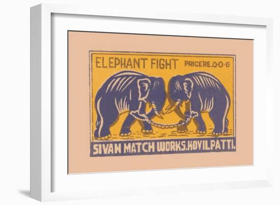 Elephant Fight-null-Framed Art Print