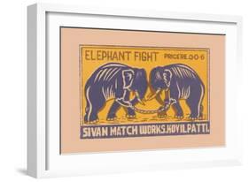Elephant Fight-null-Framed Art Print