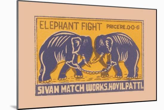 Elephant Fight-null-Mounted Art Print