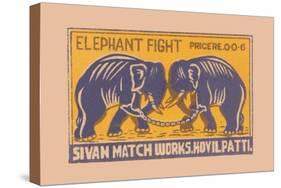 Elephant Fight-null-Stretched Canvas