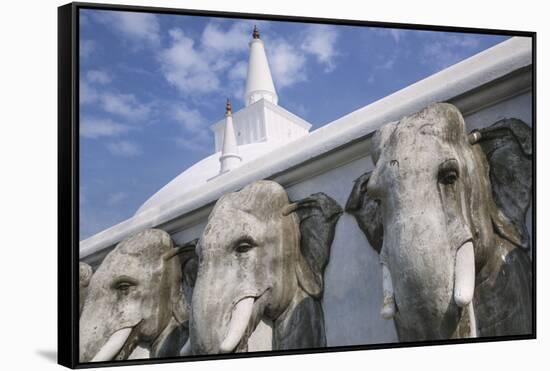 Elephant Frieze at Ruvanvelisaya Dagoba-Jon Hicks-Framed Stretched Canvas