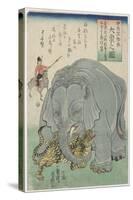 Elephant from India with Tiger, February 1863-Yoshitoyo-Stretched Canvas