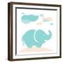 Elephant Fun Cream-Milli Villa-Framed Art Print